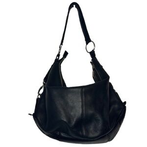 Stone Mountain Genuine Leather Black Hobo Slouch Shoulder Bag